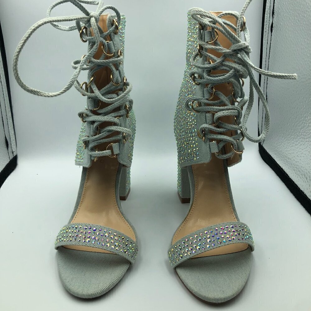 Azalea Wang Women's Booties Upper Glitter Heels Size 6